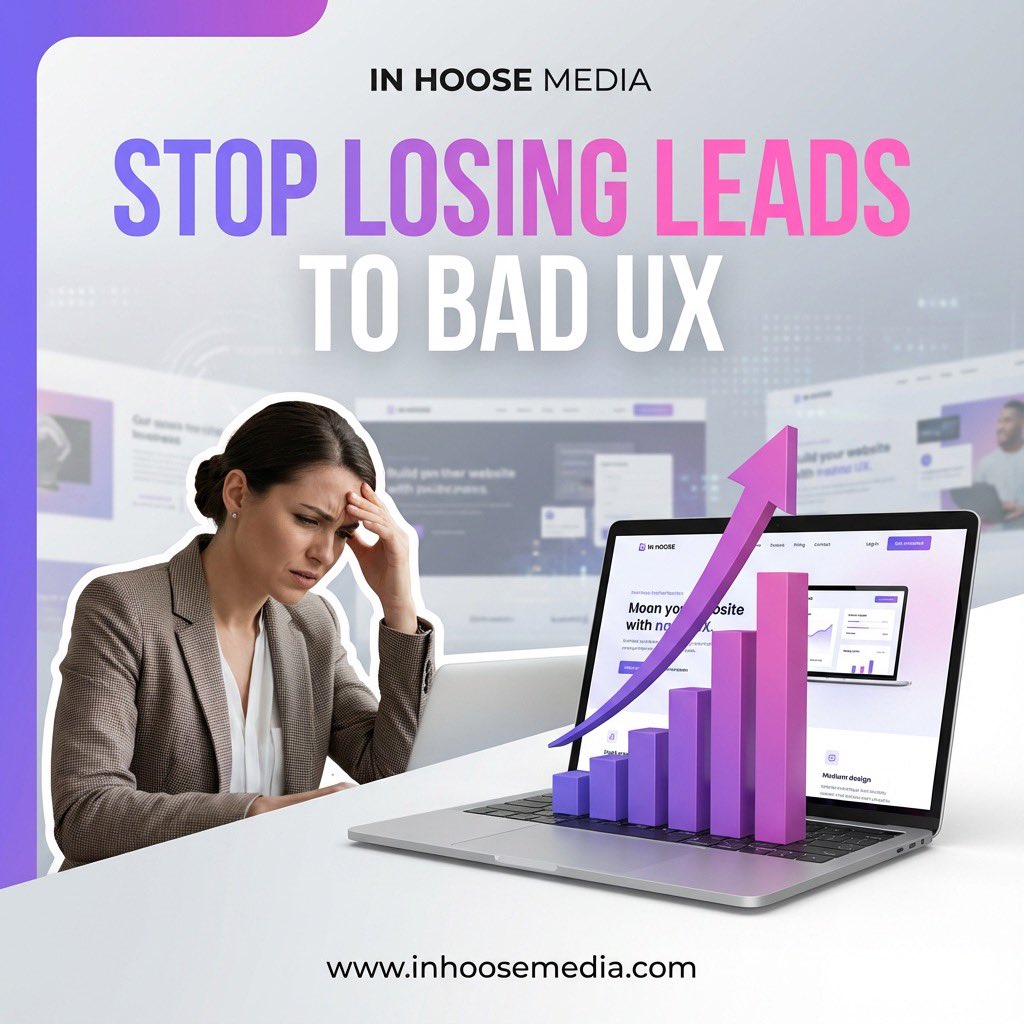 inhoosemedia's tweet image. Your leads shouldn’t be slipping away because your website is hard to use.
Bad UX = lost trust, lost time, and lost sales.

Give your visitors a smoother experience and watch your conversions climb.
👉🏻 inhoosemedia.com

#UXdesign #landingpages #webdesignagency #websites