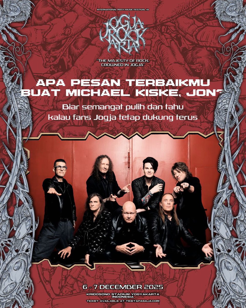Mari kita kirim energi terbaik untuk pulihnya Michael Kiske, Jon!

Tulis pesan dan dukungan terbaikmu untuk Michael Kiske di kolom komentar!

Tenang, kami menyiapkan give away untuk menjaga api semangat kalian tetap menyala!

Kita ketemu di JRF 2025, Jon!
#JogjaROCKarta #JRF2025