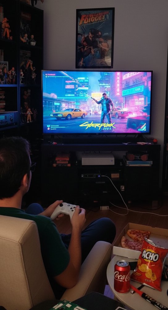 ChemaR_Code's tweet image. Sábado. Toca sumergirse en Night City. Aquí, al menos, la vida tiene sentido y los bugs se pueden parchear. Prefiero el caos cyberpunk que la &quot;vida real&quot; y sus problemas de conectividad. No molestar, estoy salvando el mundo... o escapando del mío. 🎮🍕 #Cyberpunk2077 #ChemaEscape