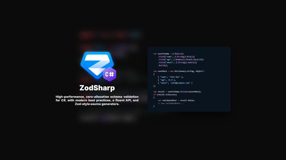 sa1ntsdiego's tweet image. Just released ZodSharp, a high-performance, zero-allocation schema validator for C#, inspired by TypeScript’s Zod. 🚀

GitHub: github.com/guinhx/ZodSharp

#dotnet #csharp #validation #zod #opensource #programming #devtools #highperformance