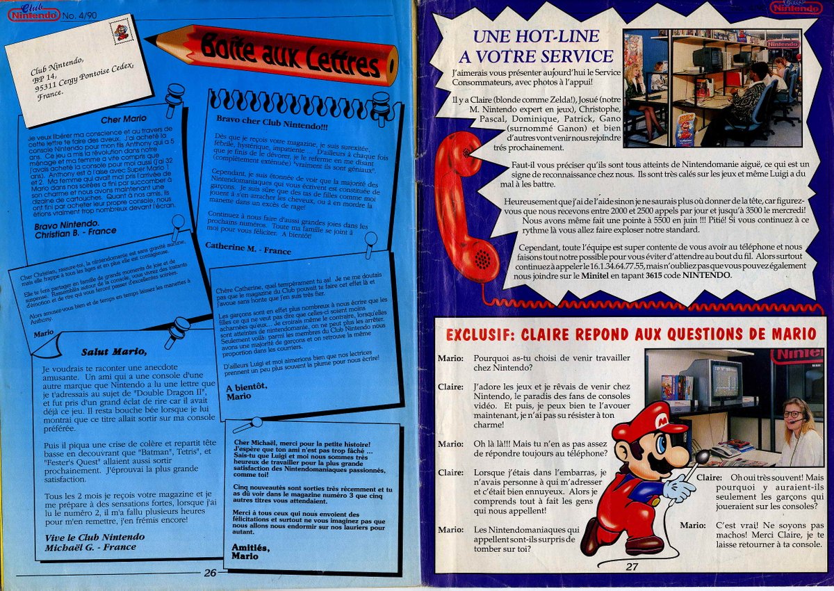 AllmightoFranky's tweet photo. On termine ce numéro avec du jeu #NES,#Paperboy,#BionicCommando,#BubbleBobble et #SilentService!Le courrier et une page consacrée à la Hotline de #Nintendo avec Claire Saunois que @FlorentGorgesFR avait retrouvé (vidéo YT sur sa chaine) et de la pub!A demain pour un autre mag 4/4 https://t.co/1qSZ7wLv6h
