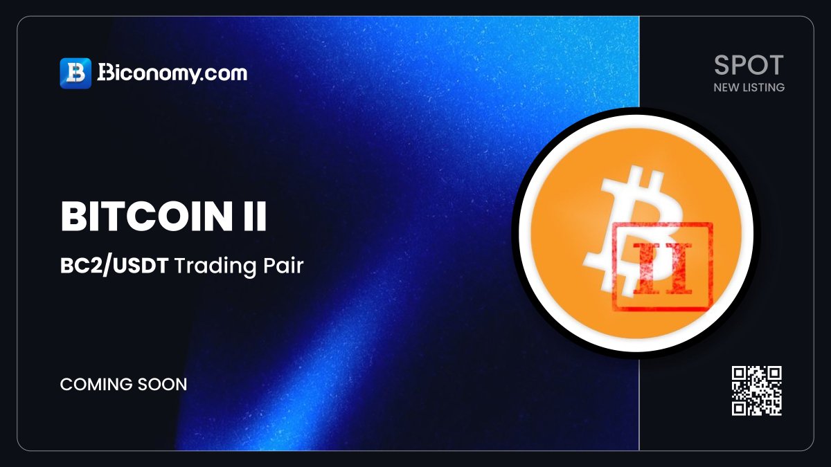 🚀NEW LISTING🔥 #BC2 We are excited to announce that @TheBitcoinIIOrg will  be listed on https://t.co/egaqT81Snr! The #BC2 / #USDT spot trading pair  will be available soon!🔥 About #BitcoinII： 