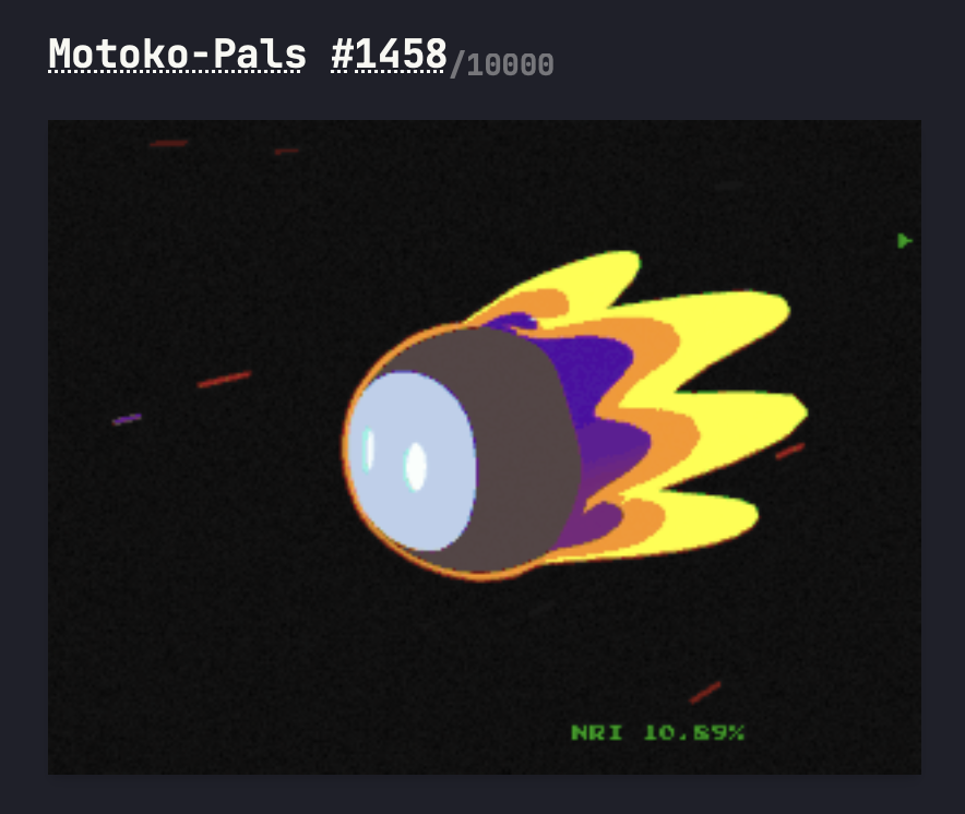 Just done some weekly $ICP 'Nft and Ordinal Shopping. Added a 

<a href="/motoko0_0/">Motoko</a> 
<a href="/motokoins/">MOTOKO-PALS</a> aka Motoko-Pals
<a href="/wagmidystopian/">Wagmi Dystopian Club</a> 

to my collection. .