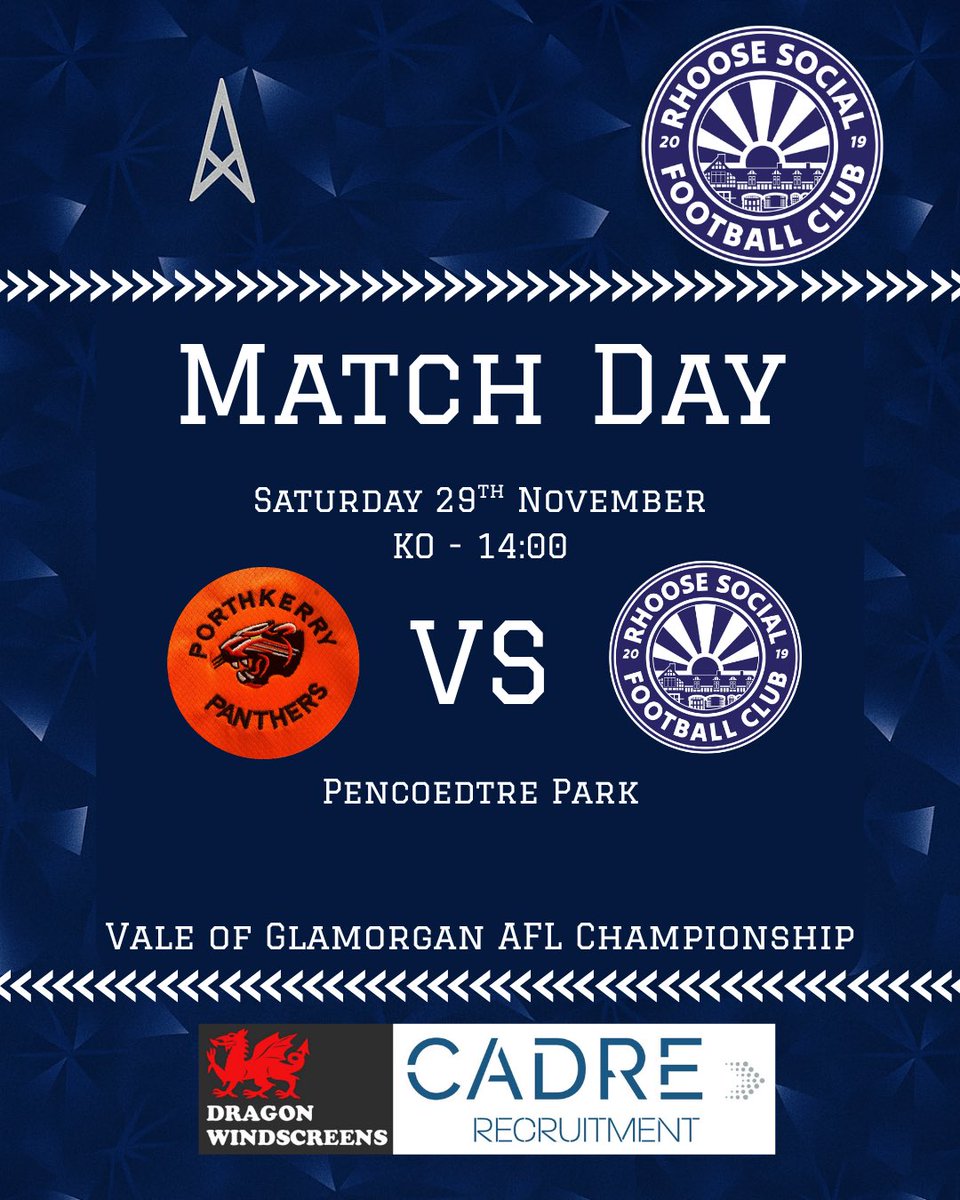 Matchday 🔵⚪️

We’re back in action today as we take on Porthkerry Panthers away at Pencoedtre Park.

🕑 Kick-off: 2pm
📍 Location: Pencoedtre Park (Away)

The lads are ready to put in a big shift and bring home the points. Let’s keep pushing and finish the weekend strong. 💪⚽️
