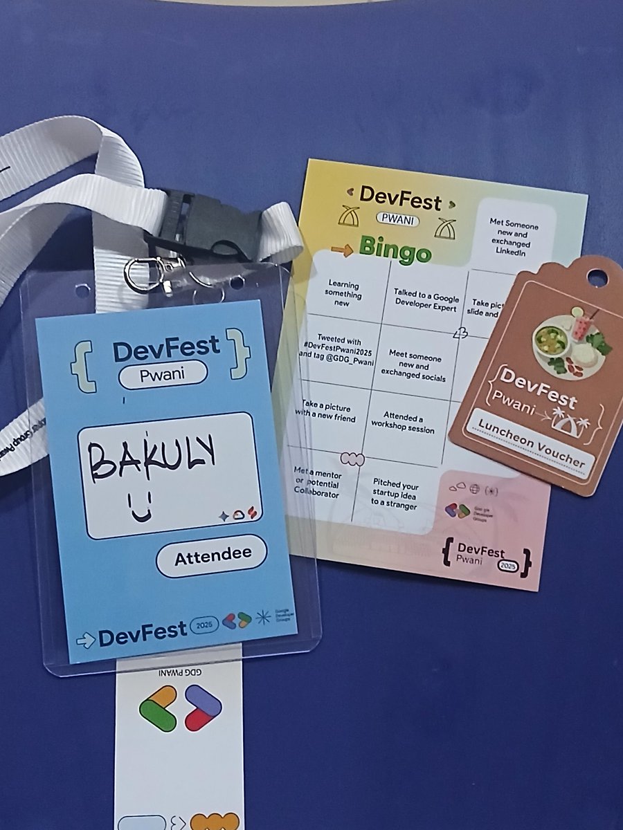 mohamedbakuly's tweet image. DevFest Pwani 2025 Bingo card.

Let&apos;s start socialising and know what startup ideas people have in Mombasa.

#DevFestPwani2025 
@GDG_Pwani