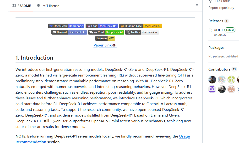 clxymox's tweet image. 💻 DeepSeek-R1
⭐ 91,533 stars

&quot;DeepSeek-R1 : l&apos;IA ultra-performante pour des réponses précises et rapides !&quot;
#GitHub