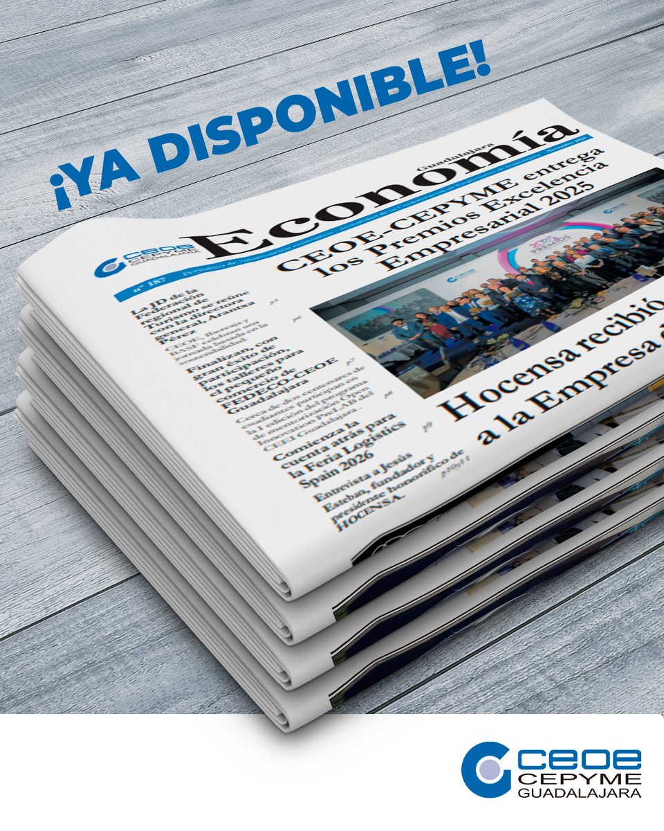 📰 YA ESTÁ DISPONIBLE EL NUEVO NÚMERO DE NUESTRO 𝗣𝗘𝗥𝗜Ó𝗗𝗜𝗖𝗢 𝗗𝗘 𝗜𝗡𝗙𝗢𝗥𝗠𝗔𝗖𝗜Ó𝗡 𝗘𝗖𝗢𝗡Ó𝗠𝗜𝗖𝗔 𝗗𝗘 𝗡𝗢𝗩𝗜𝗘𝗠𝗕𝗥𝗘

➡️ VER EL NÚMERO COMPLETO:
ceoeguadalajara.es/recursos/docum…

#ceoeguadalajara #empresarios #empresa #economía #prensa #periódicoeconomía