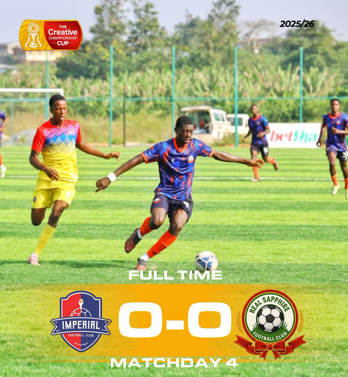 TCC_League's tweet photo. Chances go amiss as Imperial draw with Real Sapphire.
#TCCCup26 | #IMPRES | #Bet9ja https://t.co/La4hjkmqaR