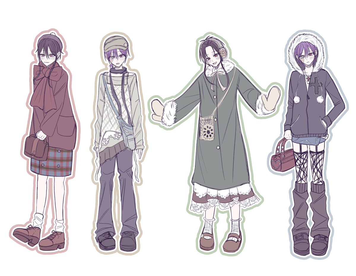 女装あり 隊と学による冬服これくしょん (左からレトロガーリー
