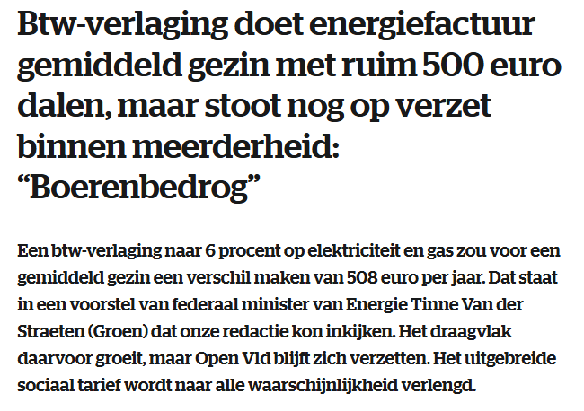 In Vivaldi een BTW-verlaging op energie 'boerenbedrog' noemen. Nu moord en brand schreeuwen bij een taxshift.   <a href="/openvld/">Open Vld</a> kan dat.