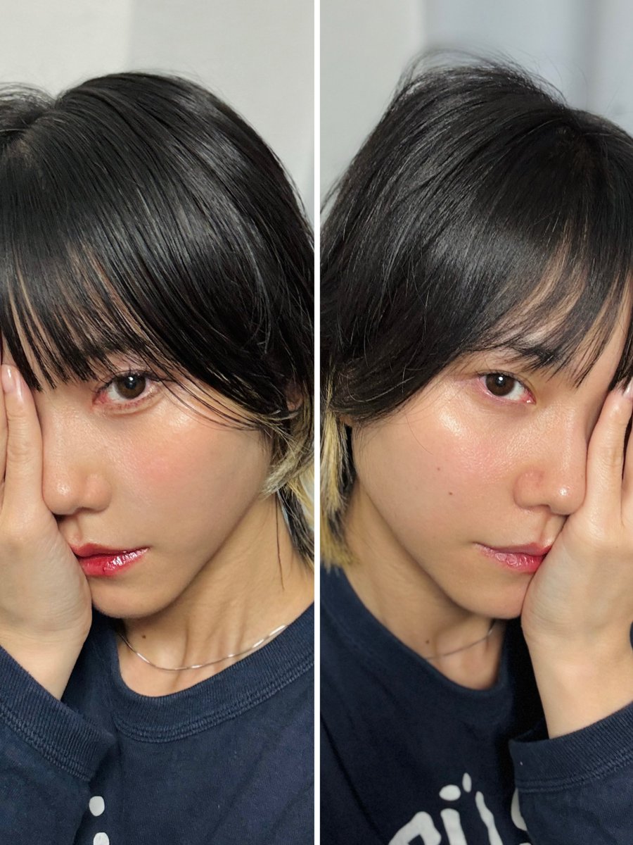 nitophoto's tweet image. 半顔メイク

「すっぴん変わらなそう」と言われるけど、
これくらいは変わる