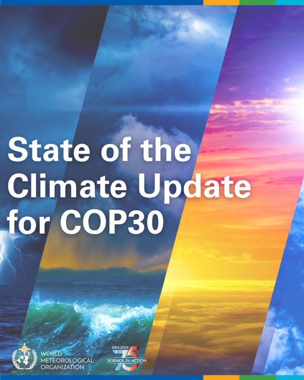 #StateOfClimate <a href="/WMO/">World Meteorological Organization</a> Update 2025 is out now! 

The update combines consolidated data for the year 2024 with preliminary data for 2025 to date where available.

Press release: 👉🏾bit.ly/3LoawS9

Full report: 👉🏾bit.ly/4qZR52q