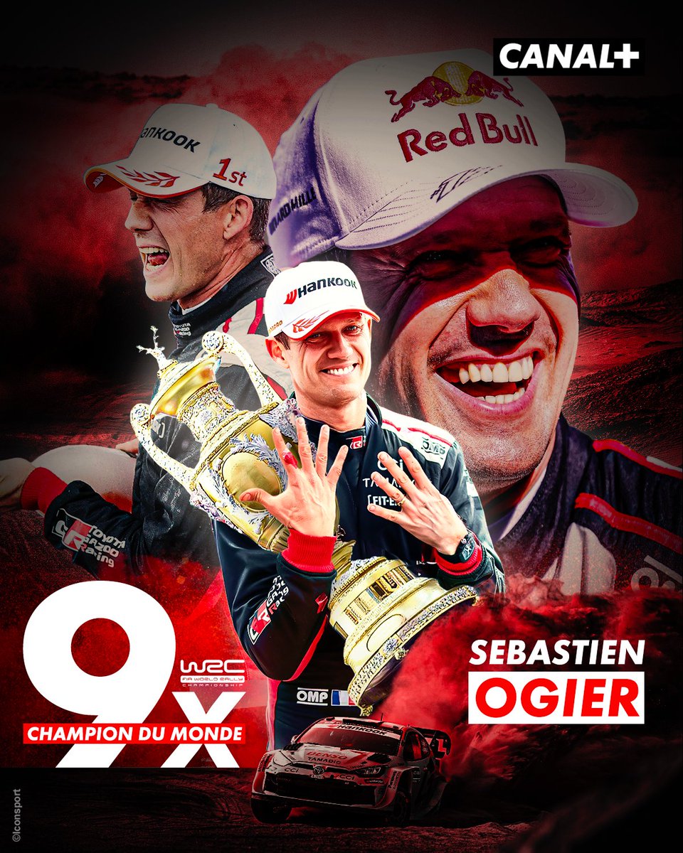 Sébastien Ogier est officiellement champion du monde WRC pour la 9ᵉ fois ! 🏆🇫🇷 

Une performance monumentale qui lui permet d’égaler le record historique de Sébastien Loeb 🤯

Quelle saison, quel règne, quel pilote 👏