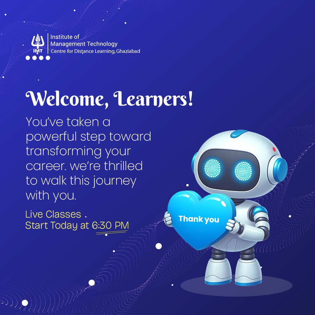 A warm welcome to all our learners! 💛
You’ve taken the first step toward transforming your marketing career with AI.
Live classes begin today at 6:30 PM. Let’s make this journey powerful, practical, and future-ready. 🚀
.
.
#IMTCDL #AICourse #MarketingMastery #LearnAI