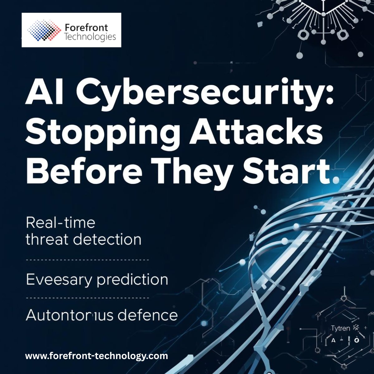 ForefrontIT's tweet image. Cyberattacks today move too fast for manual security.
AI cybersecurity identifies threats, predicts attacker behaviour &amp;amp; stops attacks before they launch.

Read more: 
 forefront-technology.com/post/why-ai-cy…

#AICybersecurity #CyberDefense #Infosec #Cybersecurity