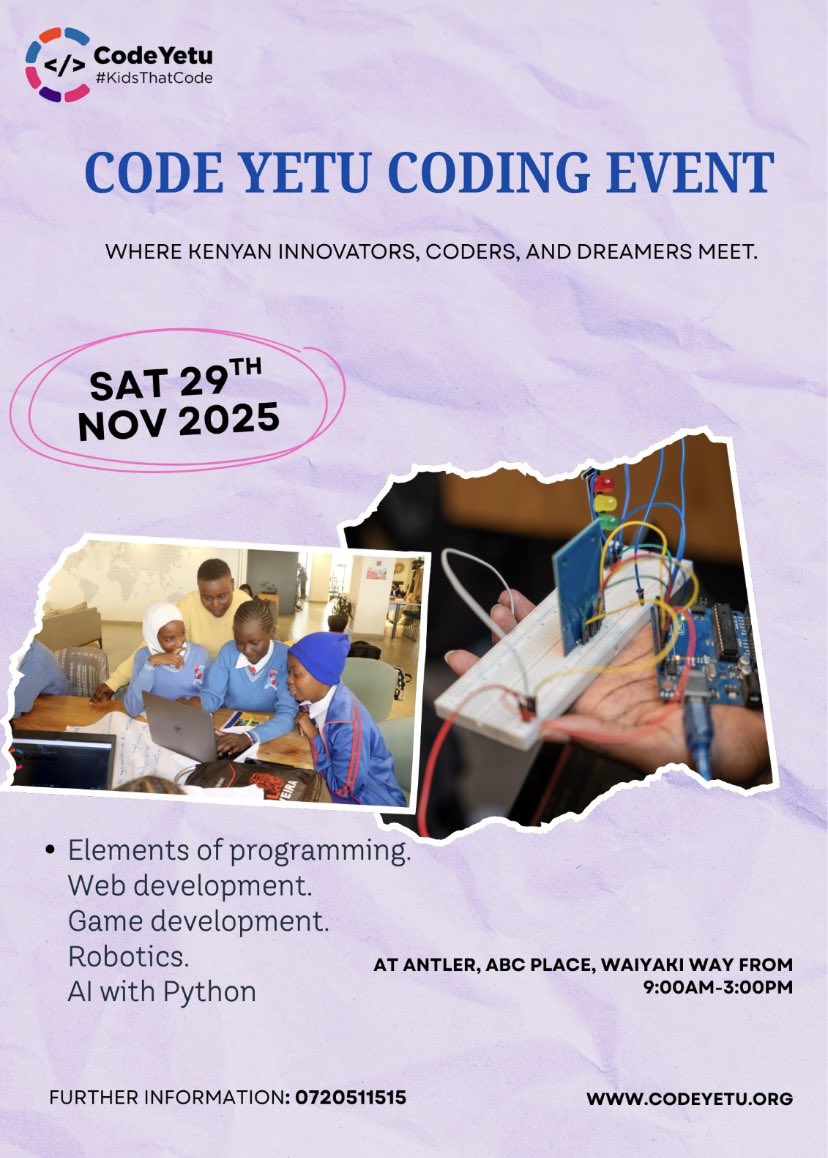 CodeYetu's tweet image. Today, we are bringing together bright minds to code and showcase what they&apos;ve built after a 4-week bootcamp. Over 200 young creators in the same room, displaying brilliance.
#KidsThatCode