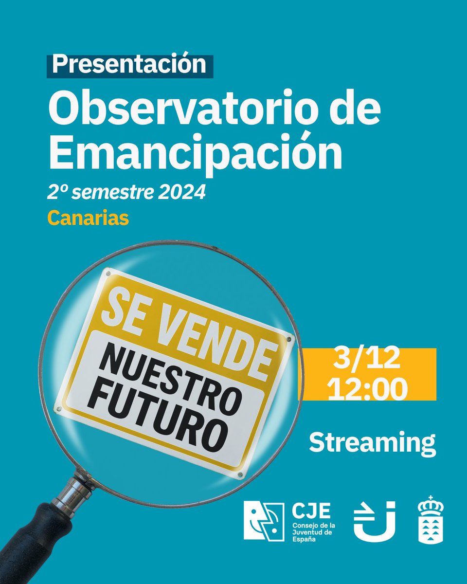 El próximo miércoles presentamos los datos del Observatorio de Emancipación del 2º Semestre de 2024 en compañía del <a href="/_CJE_/">Consejo de la Juventud de España</a> 

📡 Síguelo en directo  cjc.org.es/qnZ63z