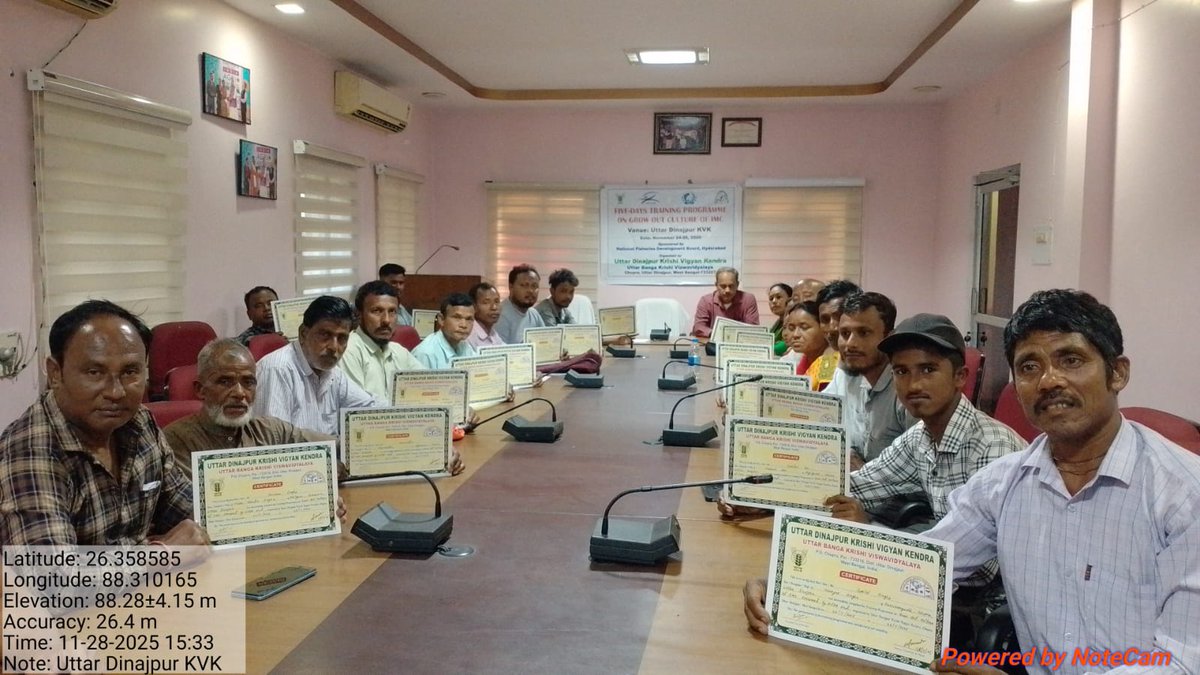 nfdbindia's tweet image. NFDB -Sponsored 5-day training program was successfully conducted by the Uttar Dinajpur Krishi Vigyan Kendra (KVK) under ICAR-Agricultural Technology Application Research Institute, ZONE -V, Kolkata, West Bengal on “Grow out culture of IMC” with 30 Fishermen of Dakshin Dinajpur,…