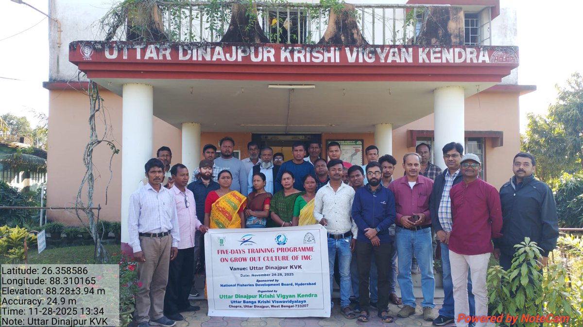 nfdbindia's tweet image. NFDB -Sponsored 5-day training program was successfully conducted by the Uttar Dinajpur Krishi Vigyan Kendra (KVK) under ICAR-Agricultural Technology Application Research Institute, ZONE -V, Kolkata, West Bengal on “Grow out culture of IMC” with 30 Fishermen of Dakshin Dinajpur,…