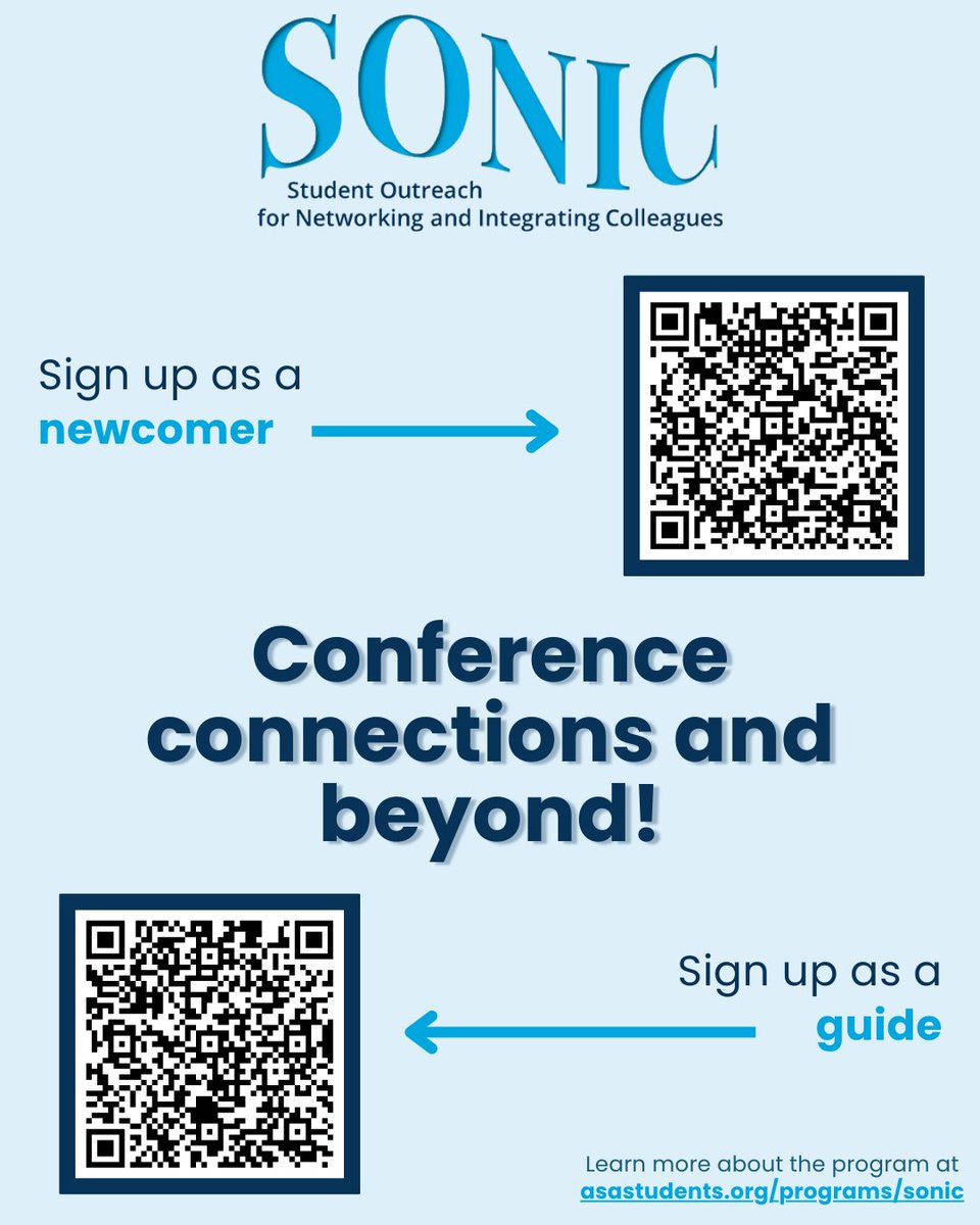 Honolulu 2025 is almost here! There's still time to sign up for the Student Outreach for Networking and Integrating Colleagues (SONIC) program, either as a newcomer or guide! If you want more info, feel free to click the link in our bio. See you soon! #ASA189 #ASA_ASJ2025