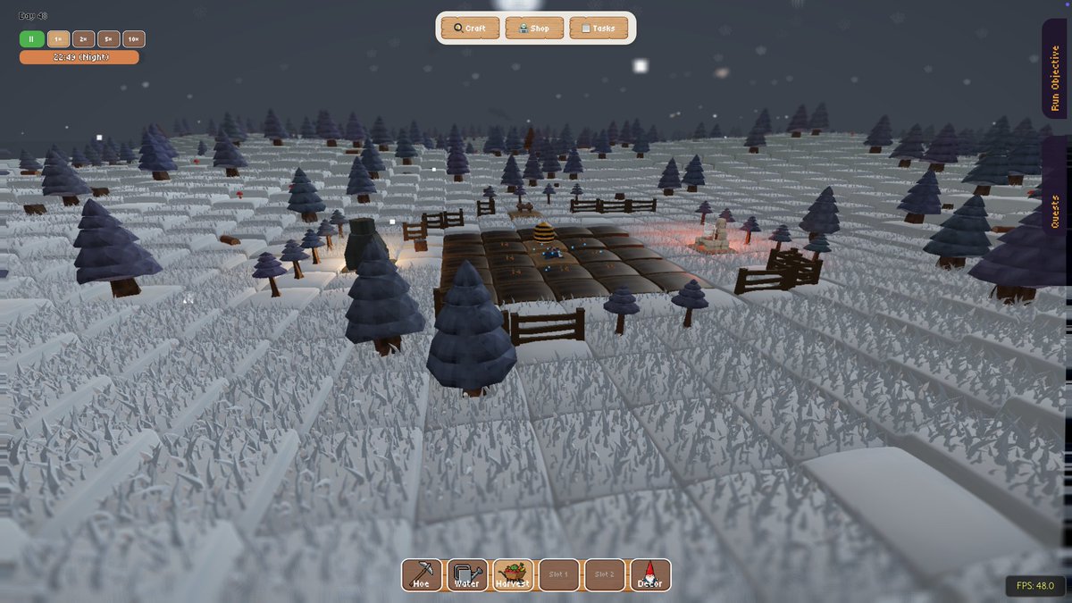 xrfc_dev's tweet image. Got these systems finished with a little extra time, so I&apos;ve added in a weather particle system (snow, rain, etc) ☃

#indiedev #indiegamedev #gamedev #godot #roguelike #devlog