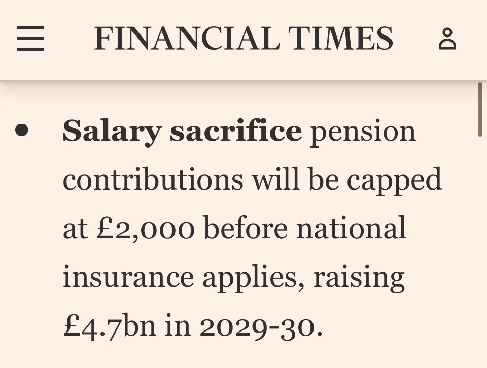 BethanyMiles__'s tweet image. In addition to cutting the cash ISA allowance, Rachel Reeves has capped salary sacrifice pensions at £2,000.

Another Labour tax raid on employees and their savings.

#Budget #LabourLies #LabourOut