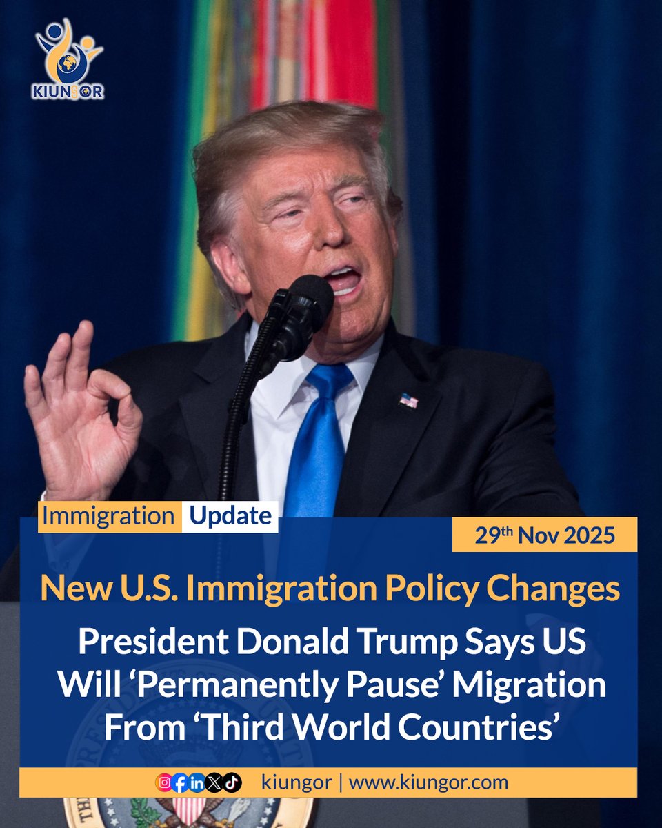 kiungorOrg's tweet photo. The U.S. has announced plans to pause migration from several 3rd World countries as part of a broader immigration policy shift.
👉Download the KIUNGOR App or visit https://t.co/xrlOxw45Qq for verified updates, guides and support.
#ImmigrationNews #GreenCardUpdate #USCIS #Visa https://t.co/7cb63ZBqfa