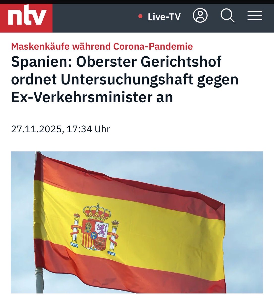 Spanien: Ex-Minister in U-Haft wegen Korruptionsverdacht bei Maskenkäufen.

Deutschland: Die Spahn Masken-Milliardendeals sind bis heute nicht aufgeklärt - noch nicht mal ein parlamentarischer Untersuchungsausschuss ist mit der Union möglich. Fehlende Aufklärung killt Vertrauen.