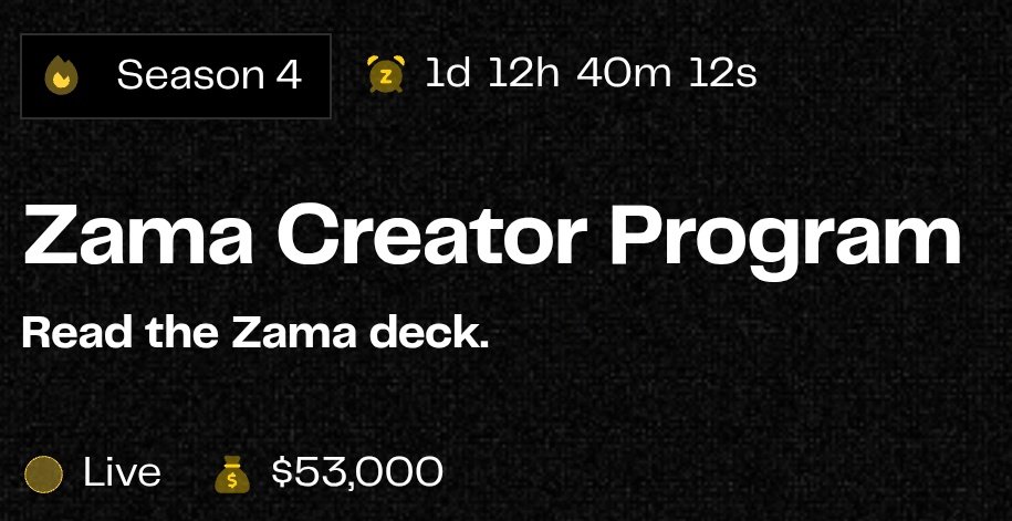 0xJaimeth's tweet image. Gm happy saturday 😎

The Zama Creator Program ends tomorrow! How are you doing?

1 day and 12 hours left... 👀

Original NFTs will be distributed when @Zama S4 ends. These NFT holders could receive the biggest airdrop of the year 👀

#ZamaCreatorProgram

The $ZAMA token launch…