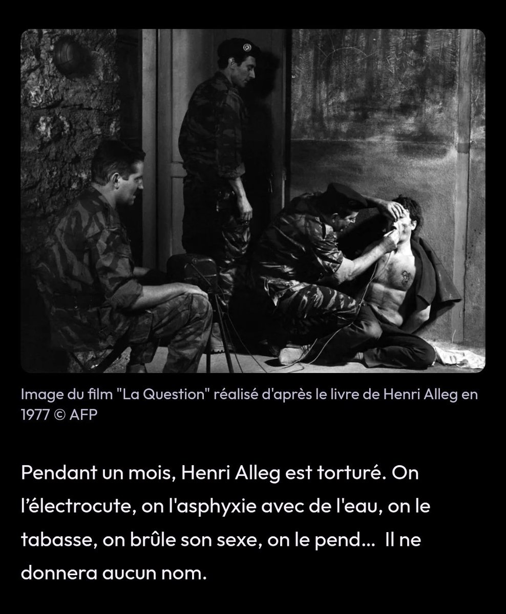 DestroyedVaran's tweet image. Dans son monde voilà ce qu&apos;on célèbre, la torture et les crimes contre l&apos;humanité.

Reste bien dans ton monde Antonin, avec un peu de chance des gens qui partagent tes valeurs te feront un jour goûter aux méthodes des gens que tu célèbres.