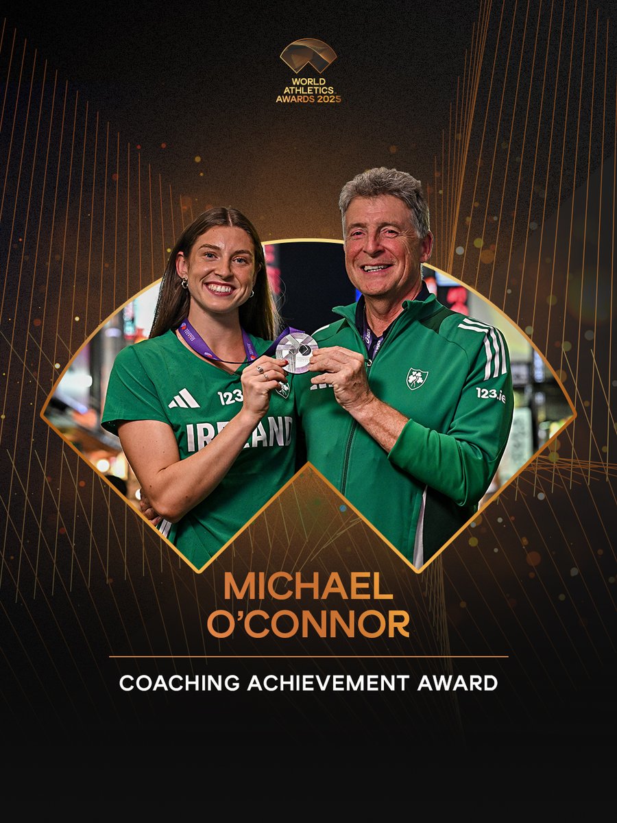 Michael O’Connor has been named the 2025 Coaching Achievement Award winner ⭐️

A lifelong learner and dedicated strategist, Michael has shaped Irish combined events for more than two decades and guided his daughter Kate to a historic global silver at the <a href="/WATokyo25/">東京2025世界陸上/World Athletics Championships Tokyo 25</a> 🥈

Full press