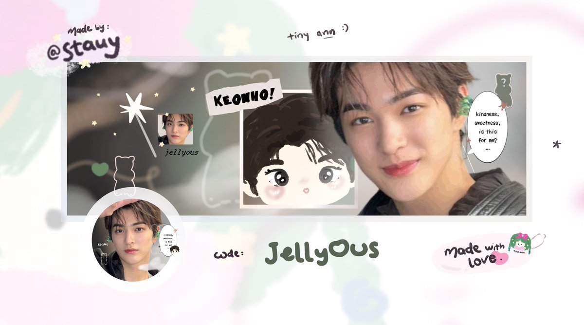 stauy's tweet image. help repost.. thank u! 💗🪄

hai hai aku mau kenalin &amp;lt; jellyous &amp;gt; :3 setelah lamaa banget gak bikin layout chibi cimol begini 🤏🏻 semoga sukaa! aku gak sengaja bikin warnanya kayak glinda &amp;amp; elphaba 😭 

#zonauang ♥︎