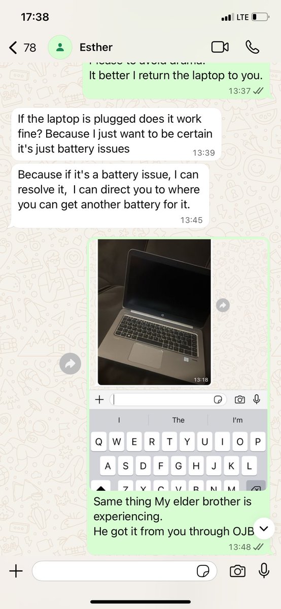 Dir_Martinsz's tweet image. ⚠️ PUBLIC WARNING: PLEASE STAY AWAY FROM THIS VENDOR — SHE SELLS REFURBISHED LAPTOP .

I’m sharing this so nobody else falls into the same trap.
The seller @EsterOnyinye was recommended to me through a popular Declutter page on Instagram. She doesn’t run the page, but her product…