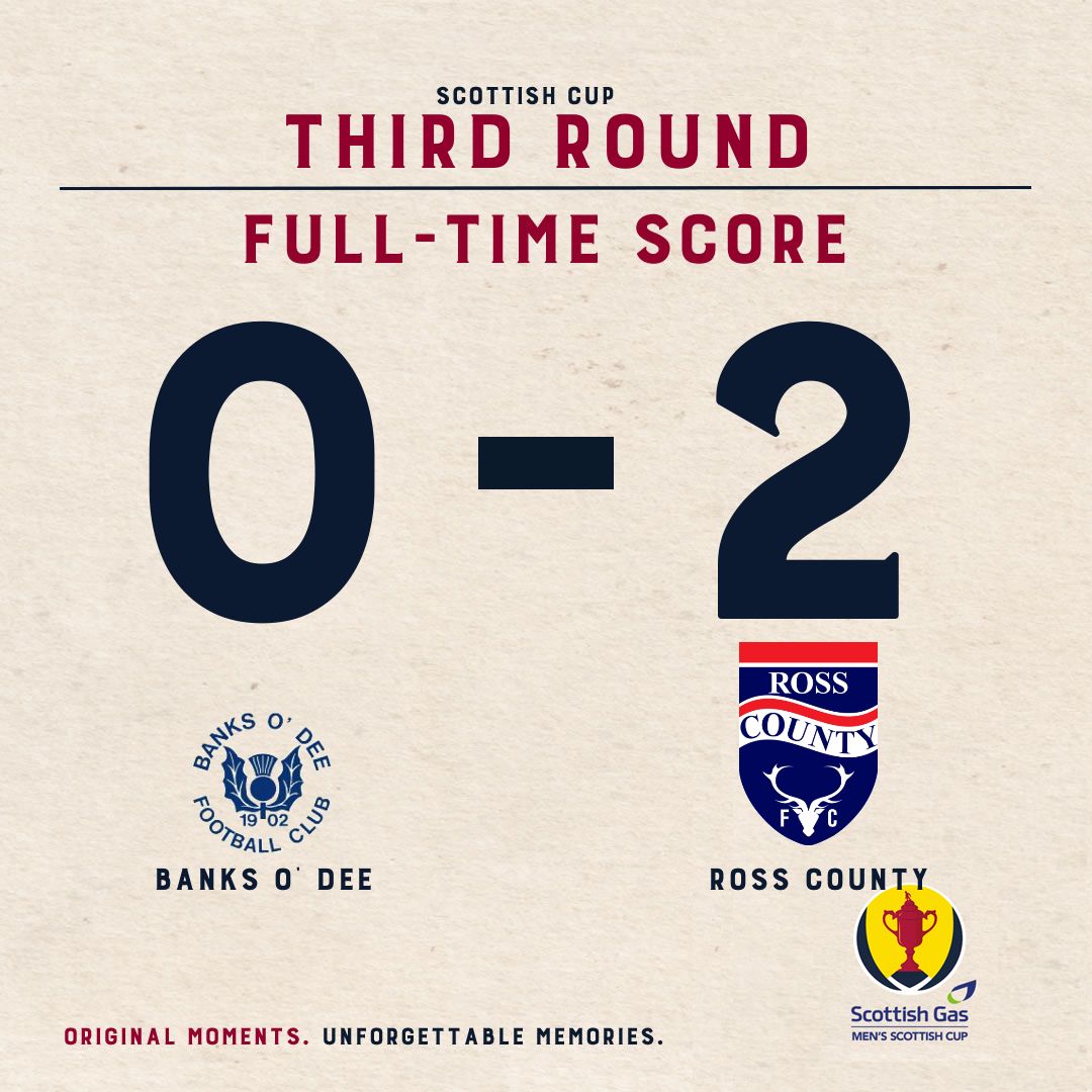 RossCounty's tweet image. Full-time. We’re through to the next round thanks to goals from Ronan Hale and Jordan White!
