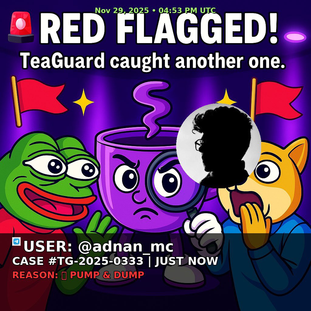 Theteaapp0's tweet image. 🚨 Sound the alarms 🚨

@adnan_mc thought they could pull off a 💰 pump &amp;amp; dump scheme TODAY. Not on our watch! Community said NOPE 🛑 #DeFi #TeaGuard #OnChain
Profile: t.me/adnan_mc