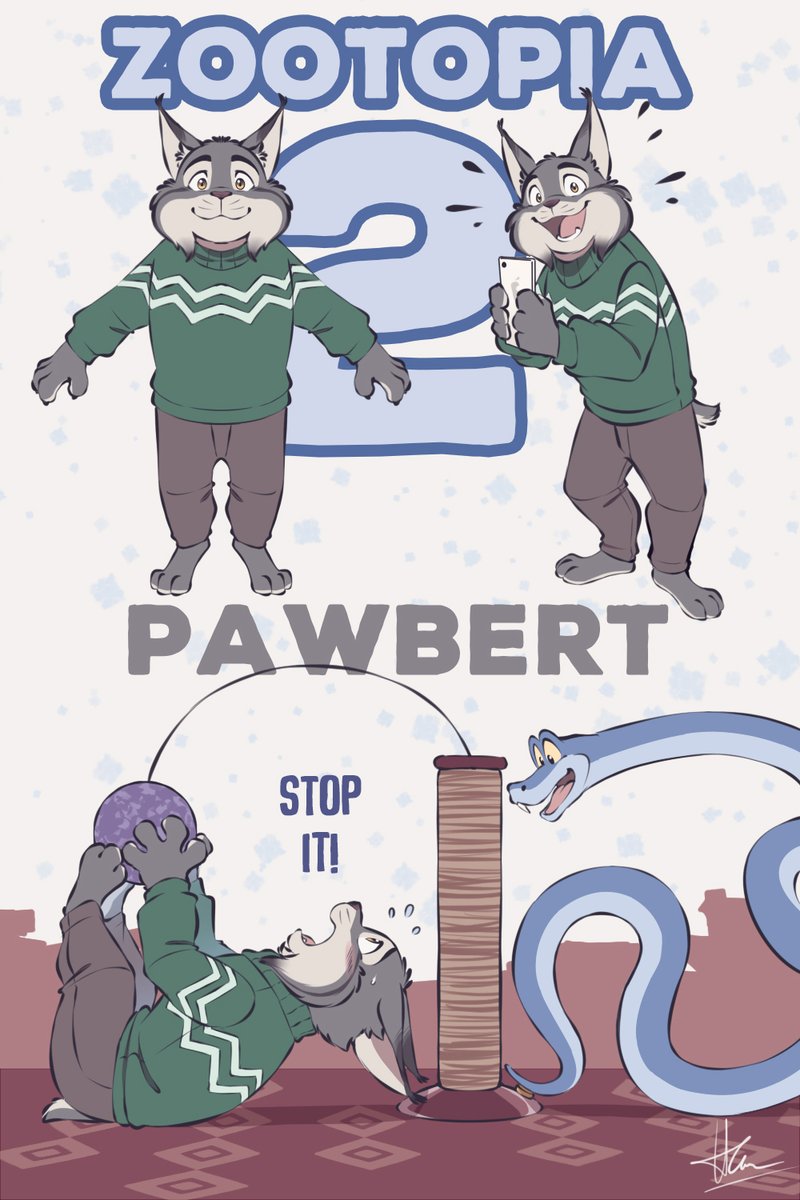 I really like this guy! His half-evil half-nice personality and his clumsiness in the movie made me laugh more than hate him. It's sad that he tried so hard to be evil but still couldn't please his father. #Zootopia2Spoilers #PawbertLynxley #fanart