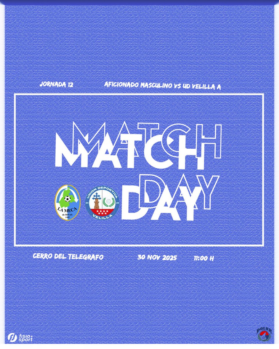 🔵 MATCHDAY ⚪️

🆚 U.D. Velilla A
🗓️ 30/11/2025
⏰ 11:00 AM
🏟️ Cerro del Telégrafo (HA)
🏆 Primera Aficionado, Grupo 5, Jornada 12

#vamosmeca