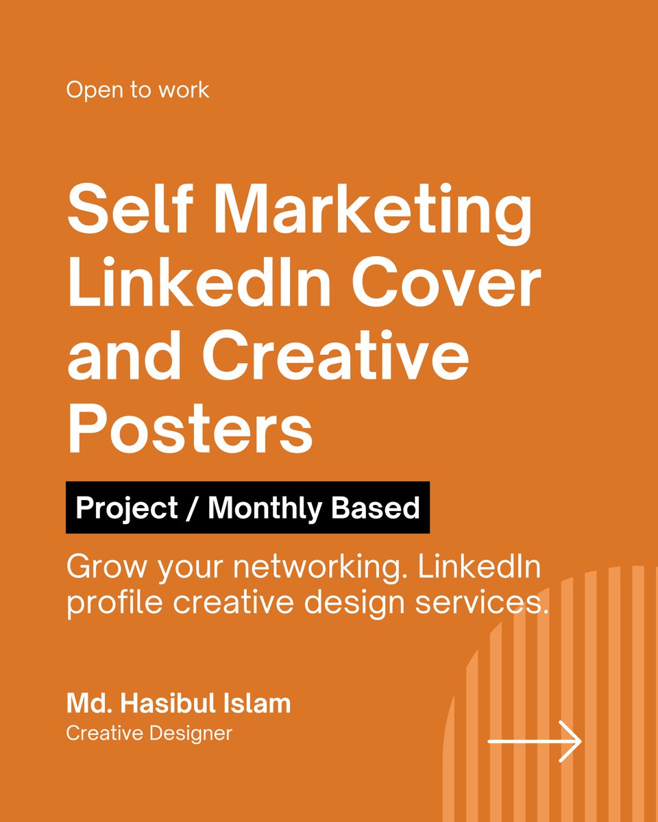 Hasibul1245's tweet image. Level up Your Brand&apos;s Visual Game! 🚀
I’m Md. Hasibul Islam, Creative Designer, and I specialize in:
 ✅ Creative Content &amp;amp; Design
 ✅ Self-Marketing &amp;amp; LinkedIn Assets. 
 ✅ Social Media Marketing: 
DM for service details! 📥
#CreativeDesigner #GraphicDesign #SocialMediaMarketing