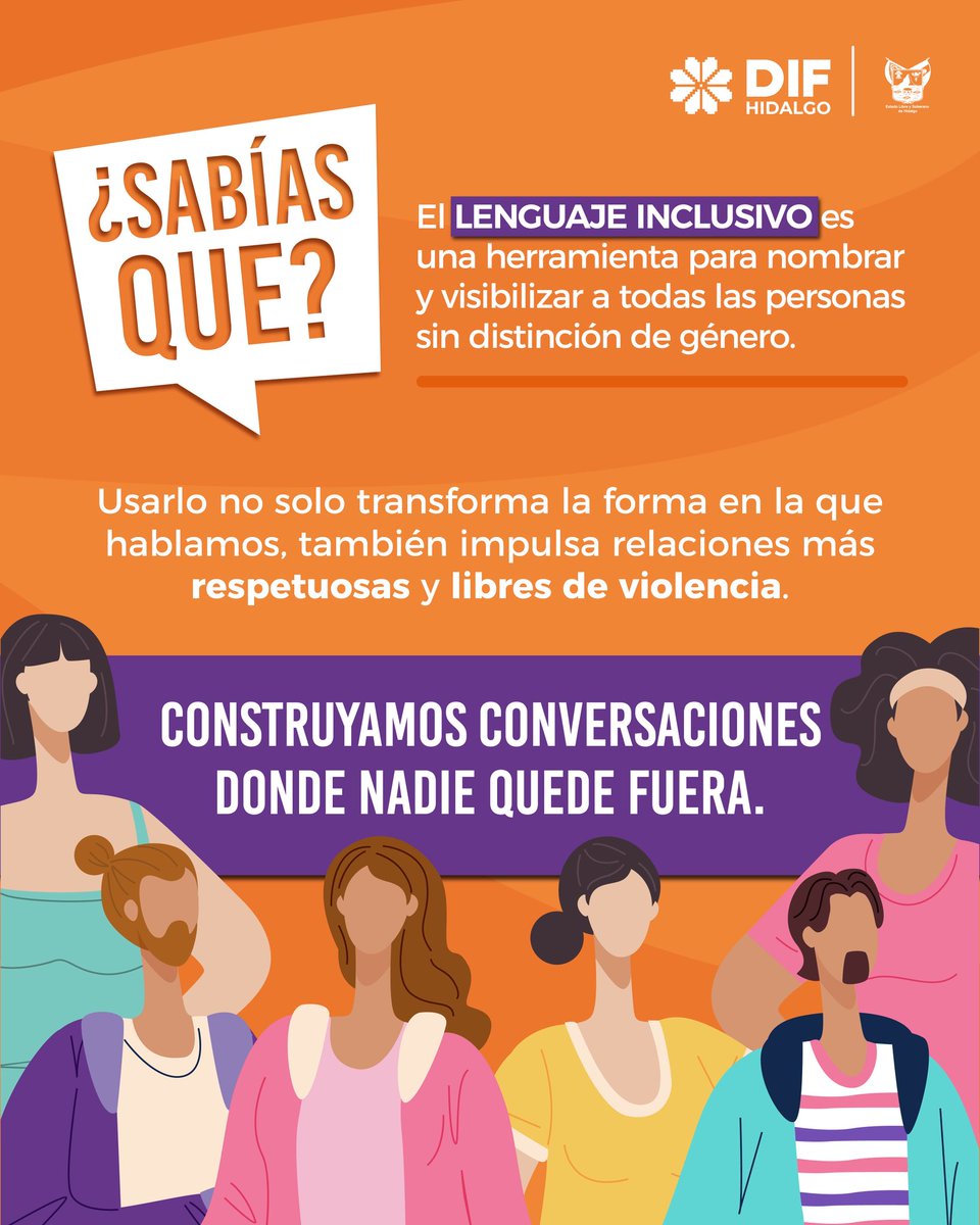 difhgo's tweet image. Usar lenguaje inclusivo es un paso para construir entornos más respetuosos y libres de violencia.
Durante estos #16Días de activismo, recordamos que nombrar con igualdad también protege.
Desde #LaFamiliaDIFH promovemos una comunicación que cuida, respeta y dignifica. 👩🏻‍🦰🧓🏽👩🏻