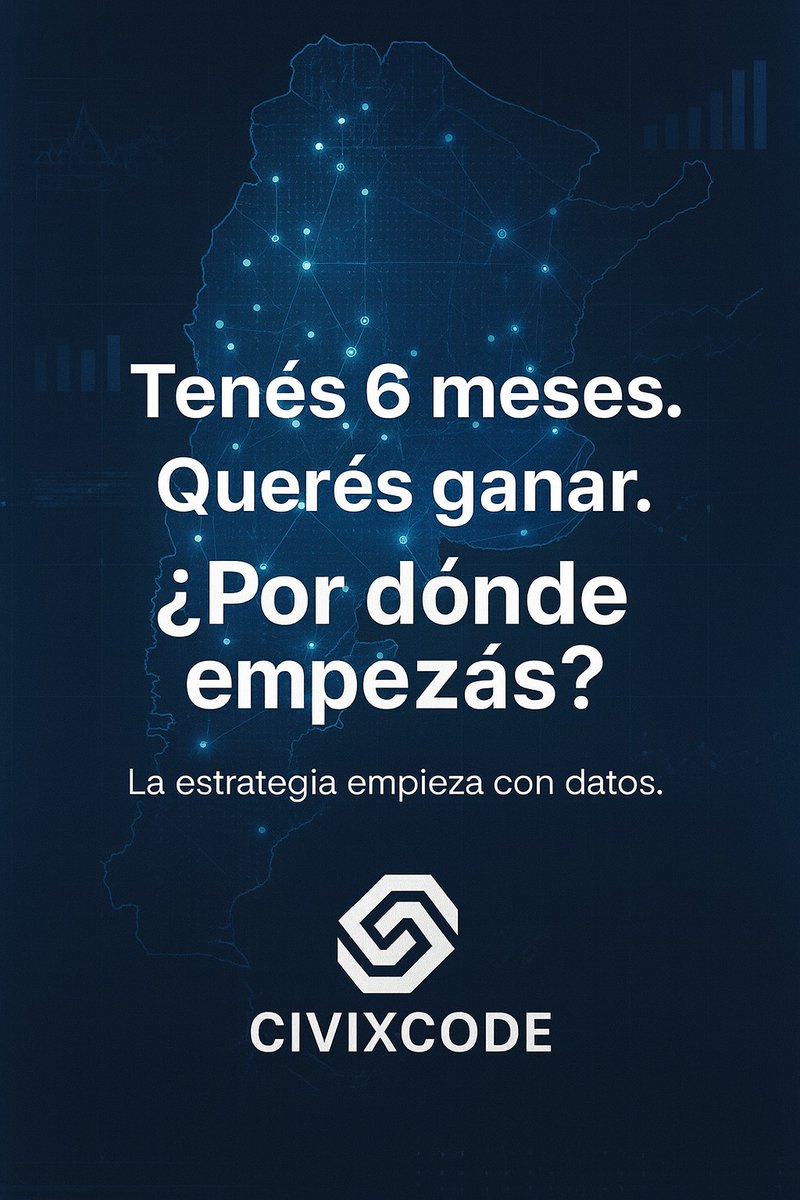 CivixCode's tweet image. Tenés 6 meses. Querés ganar.
La pregunta es simple: ¿por dónde empezás?

Sin datos, la campaña se mueve por intuición.
Con CivixCode, empezás con orden, estrategia y un mapa real del territorio:
presencia, zonas calientes, llegada, ritmo de instalación y evolución barrio por…