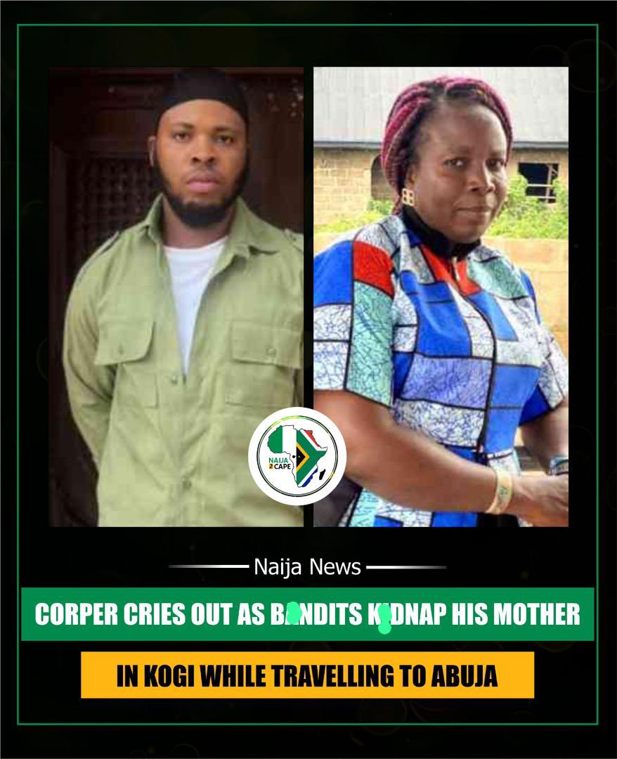 naija2capeblog's tweet image. A corps member has raised an alarm after armed bandits abducted his mother in Kogi while she was travelling to Abuja. The family is pleading for her safe return as fear and uncertainty grow.

#KogiNews #SecurityUpdate #NigeriaNews #Naija2Cape #StaySafe