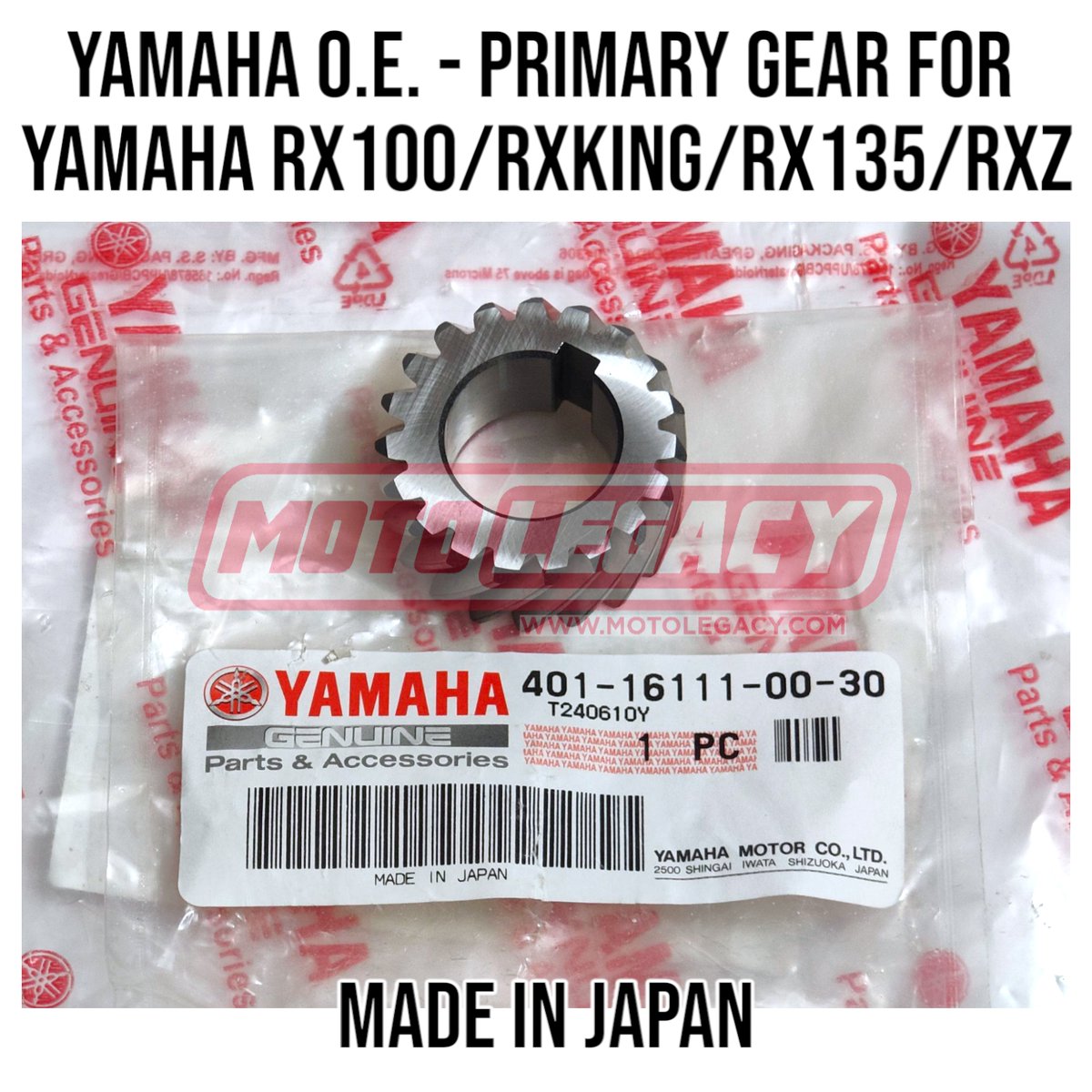 Motolegacy's tweet photo. YAMAHA O.E - PRIMARY GEAR FOR YAMAHA RX100/RXKING/RX135/RXZ

✔️ Direct Fit For R100/RX135 4Speed &amp; 5Speed/RX-King/RXZ
✔️ 19 Teeth Primary Gear
✔️ Made in Japan

Premium OE Quality. Smooth Power Delivery. 

Shipping Across India 🇮🇳

Order on WhatsApp: +91 7075444950 / 7075444952 https://t.co/d2PVUPcWwe