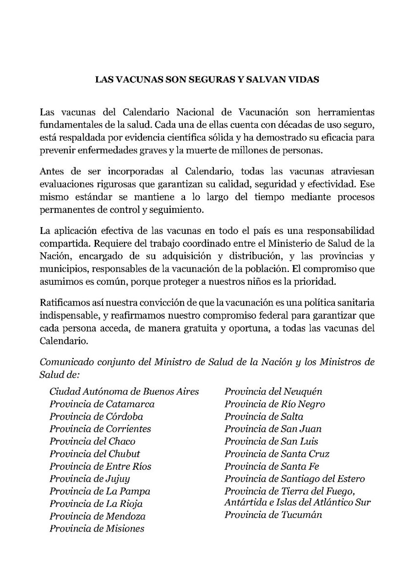 LAS VACUNAS SON SEGURAS Y SALVAN VIDAS
<a href="/MinSalud_Ar/">Ministerio de Salud de la Nación</a> <a href="/Rolo_Figueroa/">Rolo Figueroa</a> <a href="/neuquen/">Neuquén</a> <a href="/NeuquenInforma/">Neuquén Informa</a>