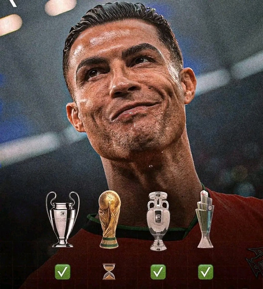 3setproblem's tweet image. On June 28, 2026 — MetLife Stadium.
14 : 00 ET / 19 : 00 GMT.
On this day, beneath a sky trembling with destiny, Cristiano Rinaldo will strike.
One swing of that immortal right foot… and the world will witness a crown carved in light.
A World Cup finally bending to his legend.