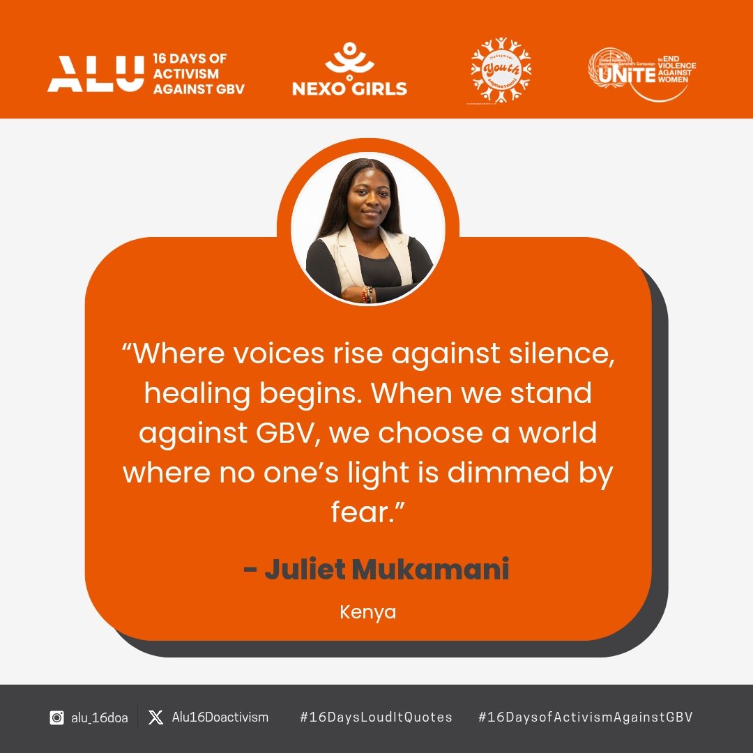 Alu16Doactivism's tweet photo. Day 5 of #16DaysLoudItQuotes Project for the #16daysofactivismagainstgenderbasedviolence campaign

Today, Juliet reminds us that a safer world is built when fear, shame, and violence have no place.

🧡 Join us by sharing your quote/1min video advocating against GBV. https://t.co/9mykKupaRh