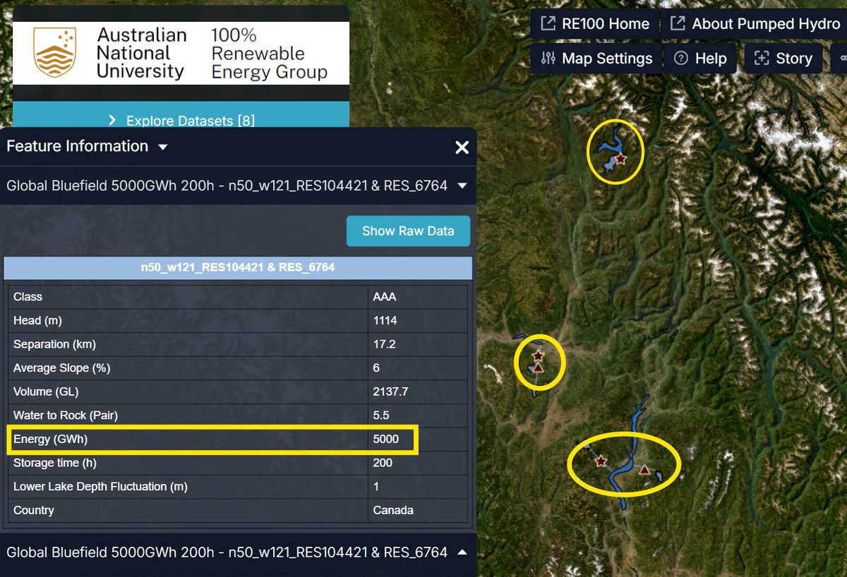 Cappy_Nate's tweet image. These 5 Pumped-Hydro Storage locations could store Alberts&apos;s entire grid for 1.5 MONTHS.

And no, they wouldn&apos;t cost $500B.