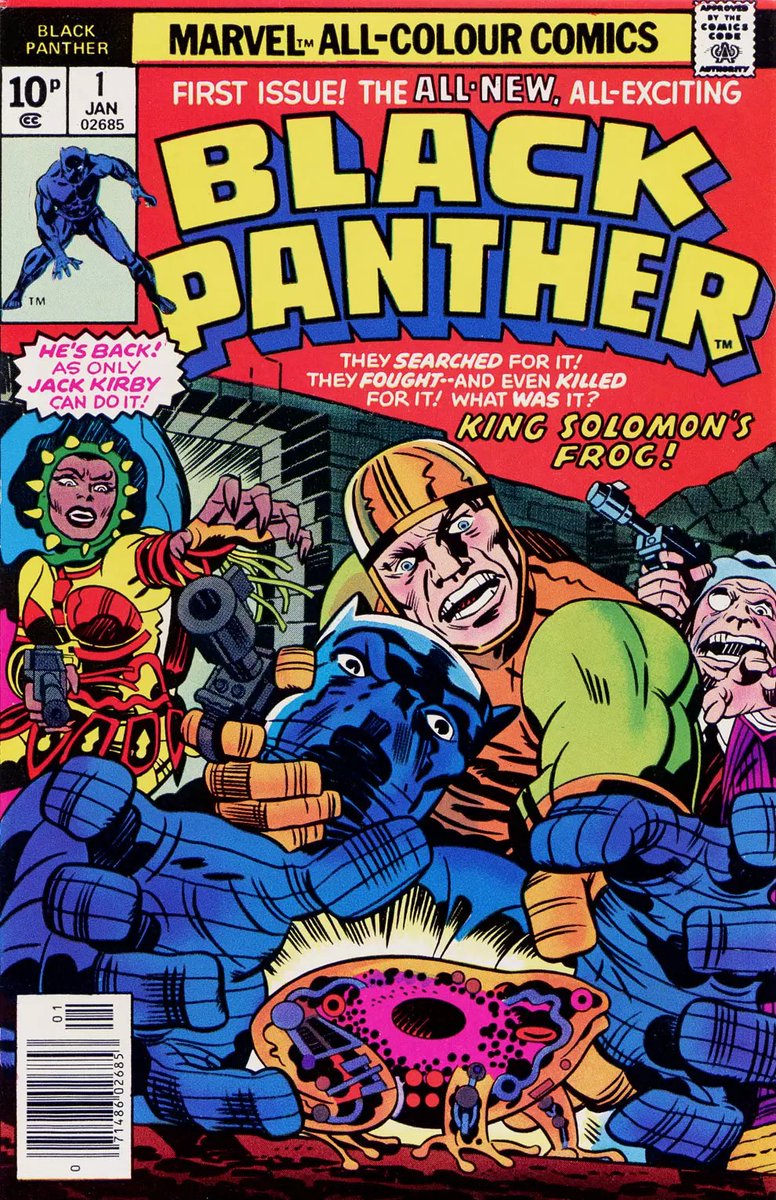 ComicFirsts's tweet image. 📅 On this week in Marvel history (Nov 29, 1977):  
*Black Panther #1* launched T’Challa’s solo series under Jack Kirby! 🐾✨  

Kirby’s pulp-inspired run gave Panther mythic adventures beyond the Avengers.  

#MarvelComics #ComicHistory #FirstIssue #BlackPanther