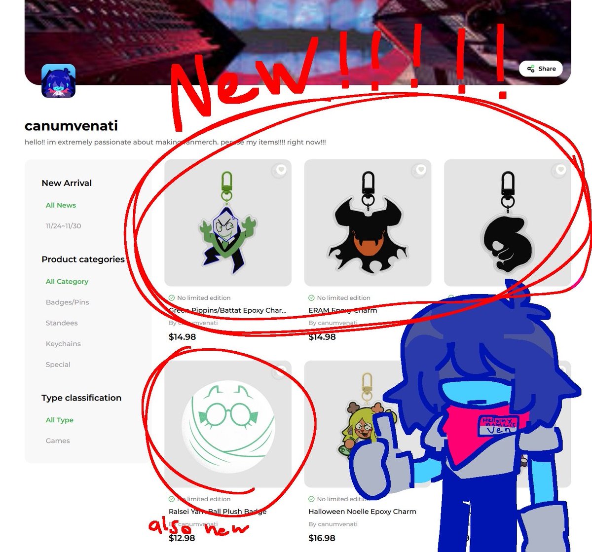 canumvenati's tweet image. hey!!!!!! ive got STUFF!!!!!! up on ACGGOODS. you can buy my FETUS CHARMS as well as my EVIL FUCKER CHARMS.
#DELTARUNE 

acggoods.com/store/canumven…