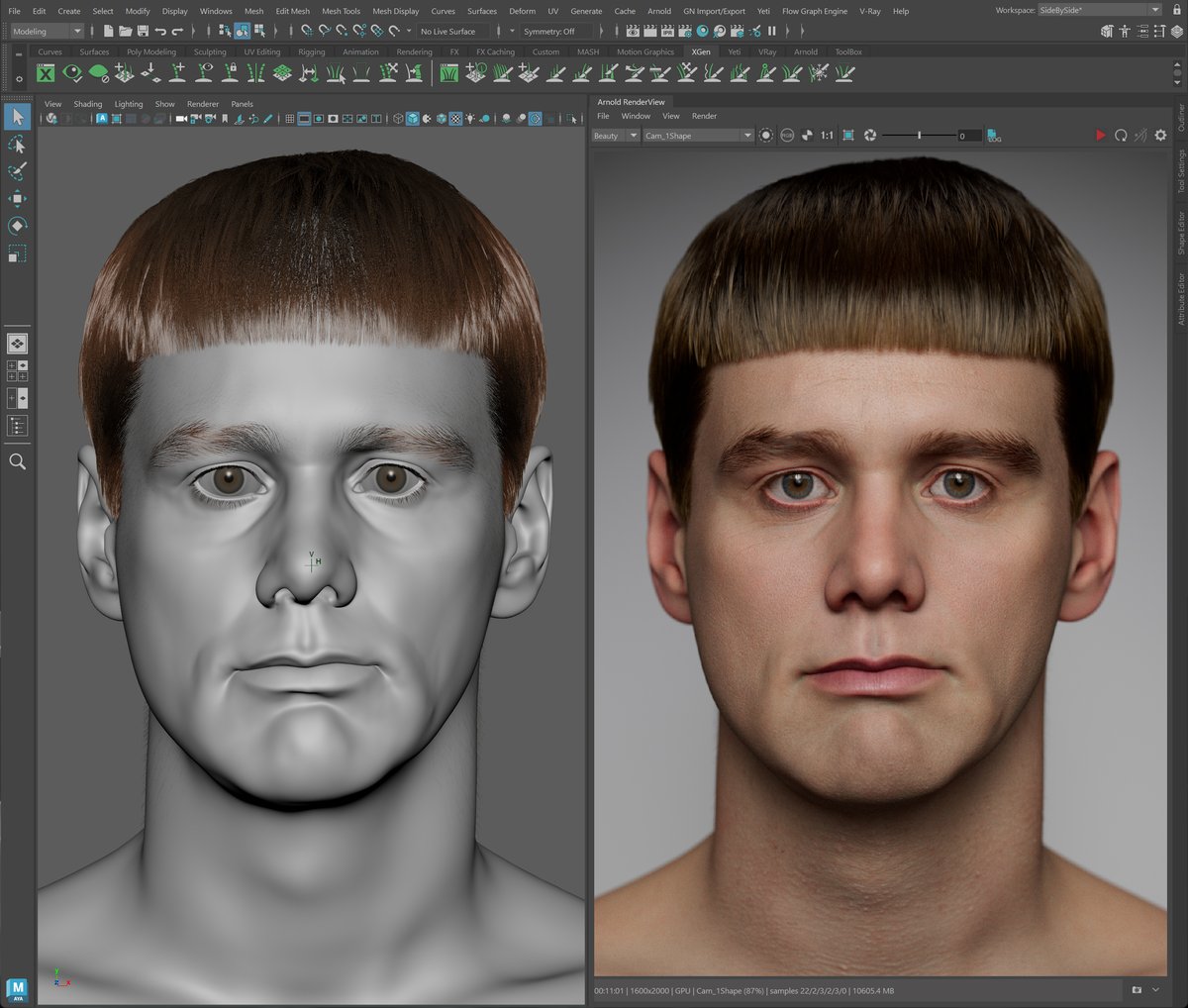 #JimCarrey &lt;WIP&gt;
#ZBrush #AutodeskMaya #ArnoldRenderer