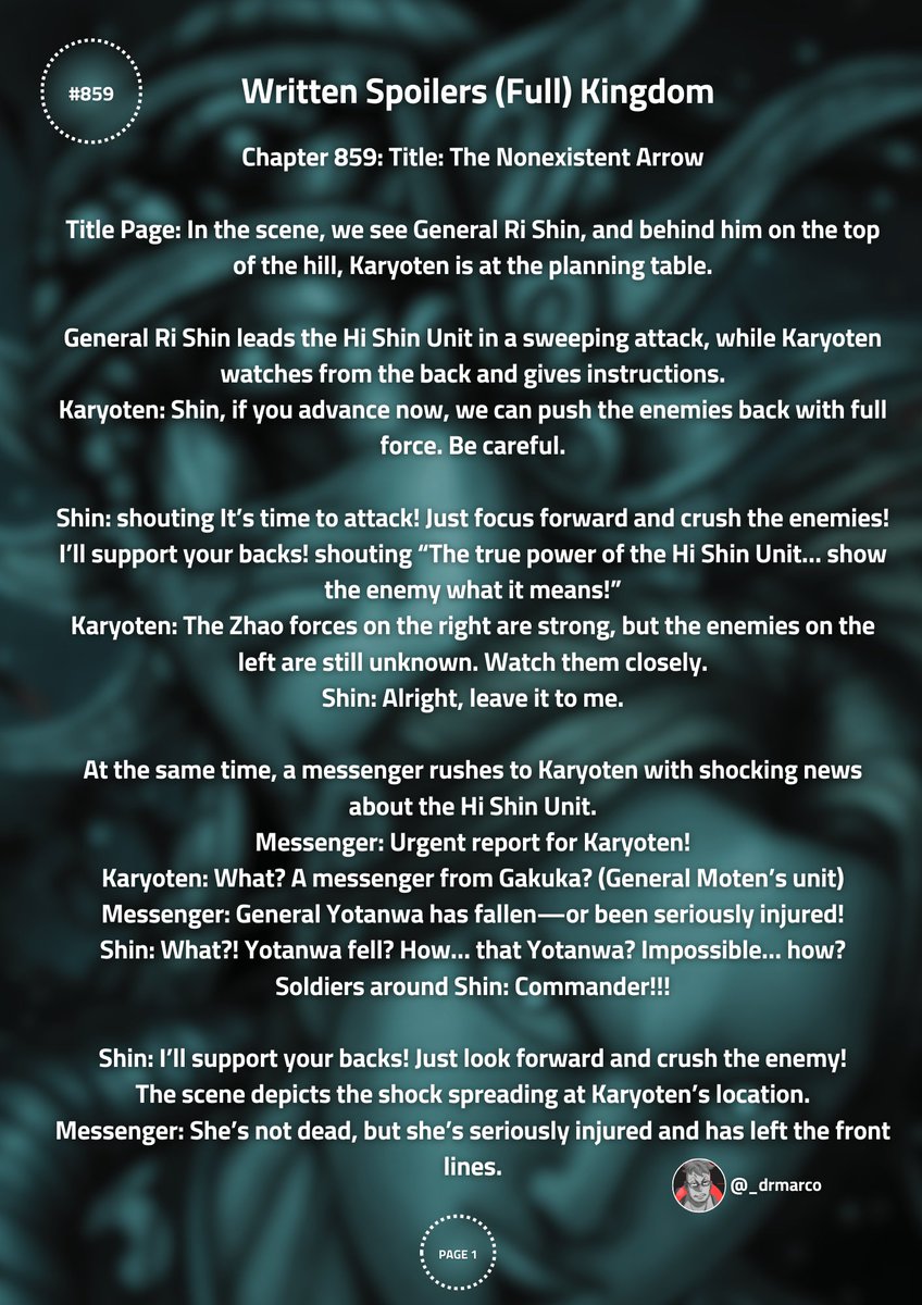 _drmarco's tweet photo. @ClanElite_ #Kingdomspoiler || #Kingdom859
Written Spoilers (Full) Kingdom Chapter #859 https://t.co/Lxo0BvLfog